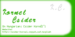 kornel csider business card